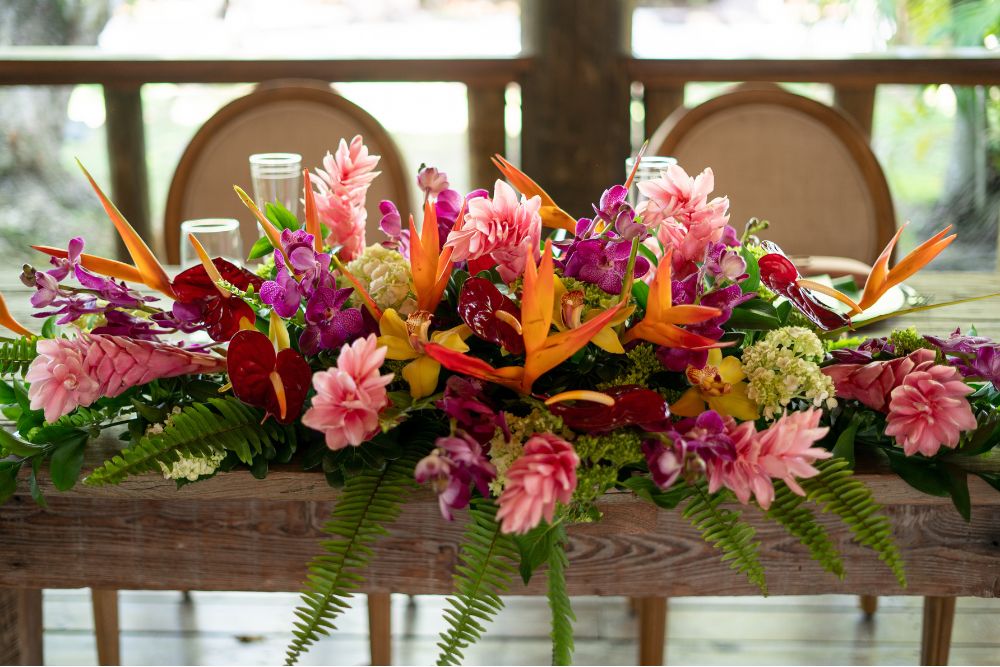 Tropical floral arrangement from Bayfront Floral