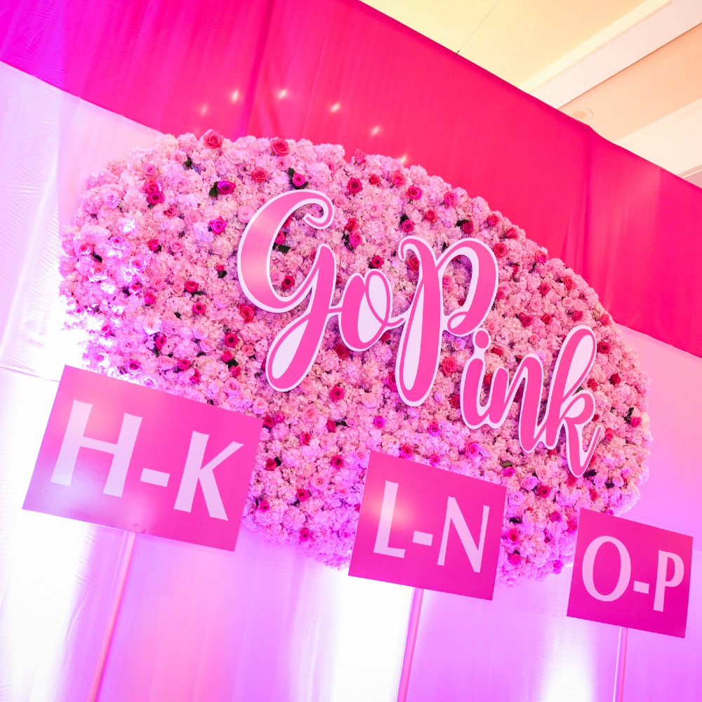 Pink floral event backdrop from Dalsimer Atlas