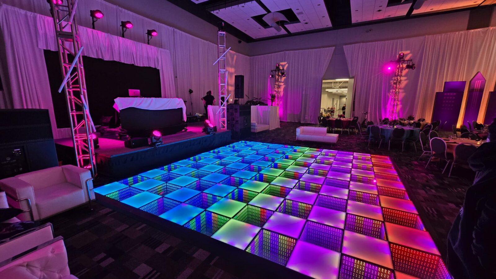 Dance floor and event lighting from NY Party Works